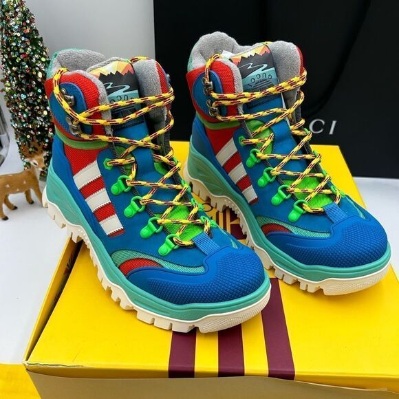 Men’s Gucci, X Adidas, leather training boots size 9, made in Italy
